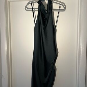 Gianni Bini Dark Green Halter Cowl Neck Cocktail Dress